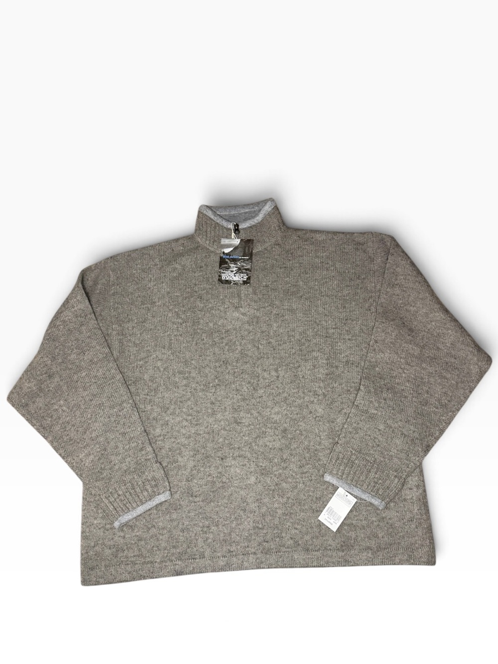 NWT Woolrich Ash Heather Quarter-Zip Mock Neck Wool Sweater-Men’s 2XL
